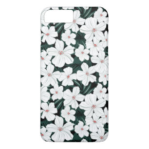 White Tropical Flowers Pattern Case-Mate iPhone Case