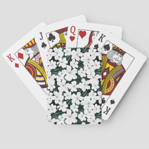 White Tropical Flowers Pattern Playing Cards