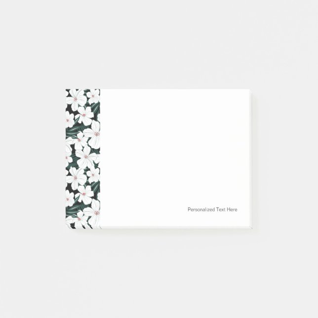 White Tropical Flowers Pattern Post-it Notes (Front)