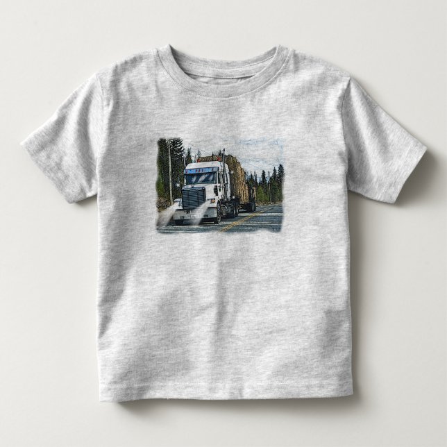 White Truck with Hay Bales for Truckers Toddler T-Shirt (Front)