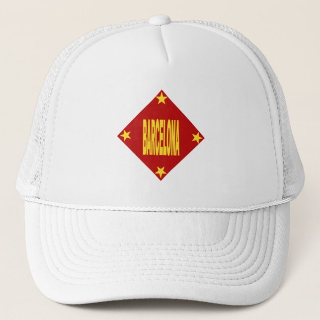 White Trucker Hat BARCELONA Design (Front)