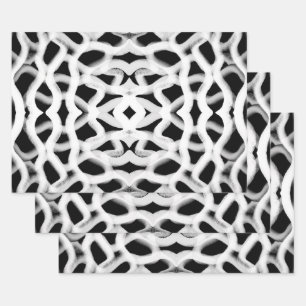 White Tubular Piping On Black  Wrapping Paper Sheet