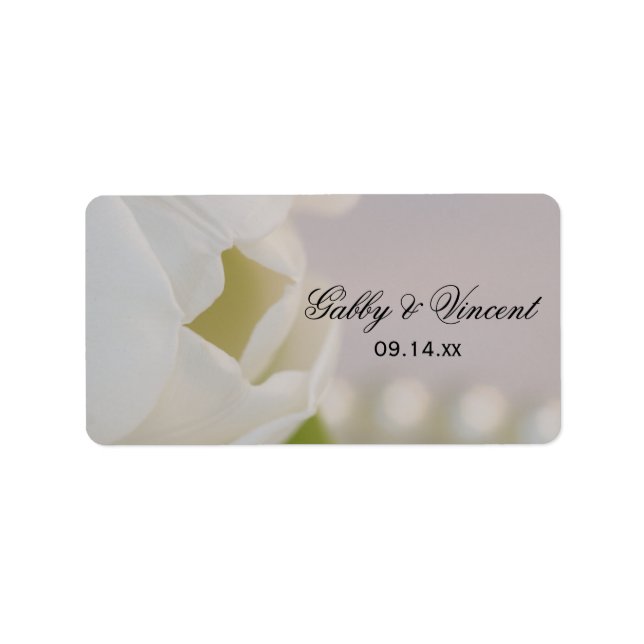 White Tulip and Pearls Spring Wedding Favour Tag (Front)
