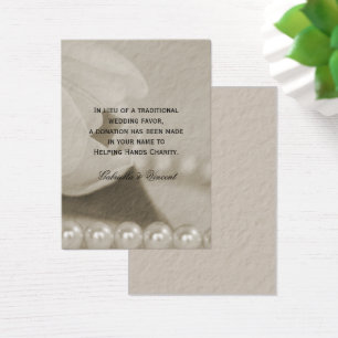 White Tulip and Pearls Wedding Charity Favour Card