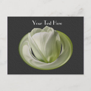White Tulip Black Floral Customisable Postcard