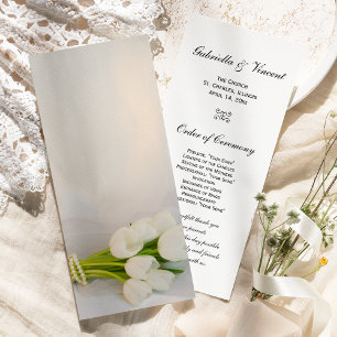 White Tulip Bouquet Spring Wedding Program Programme