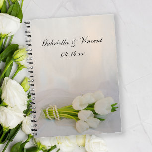 White Tulip Bouquet Spring Wedding Spiral Notebook