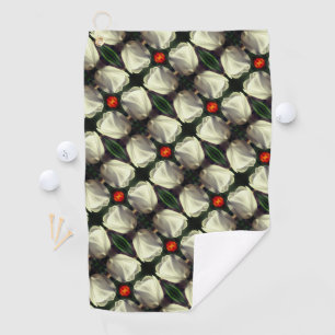 White Tulip Flower Abstract Pattern Golf Towel