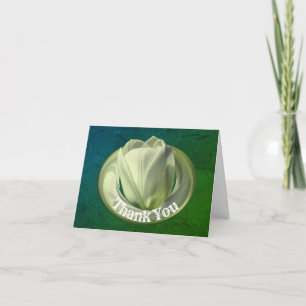 White Tulip Flower Art Thank You Card