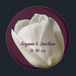 White Tulip Flower Personalised Wedding  Magnet<br><div class="desc">Delicate white tulip flower photography by Susan wedding favour magnet. Fill in your information in the template. Make more changes to font size, style, and colour by clicking on Customise. This design is available on many products in my gallery. Please visit Smilin' Eyes Treasures to see more bridal and wedding...</div>