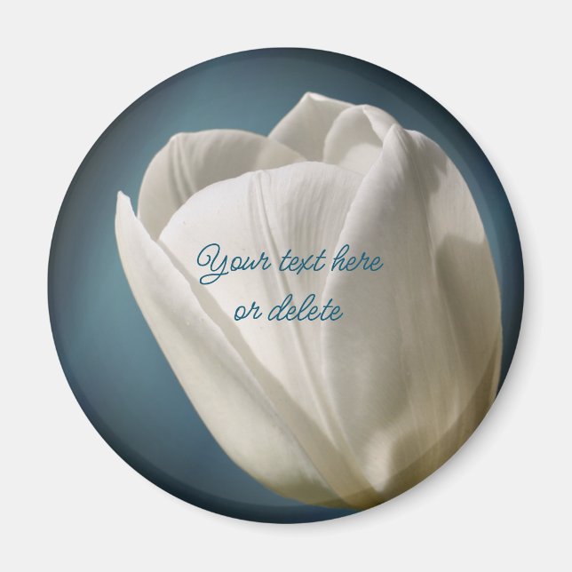 White Tulip Flower Personalized Magnet (Front)