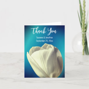 White Tulip Flower Wedding Personalised Thank You Card