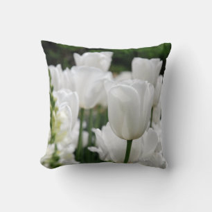 white tulip garden cushion