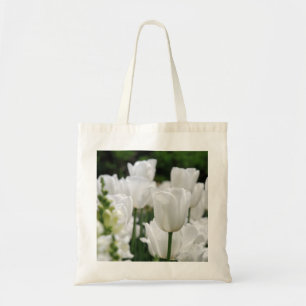 white tulip garden tote bag