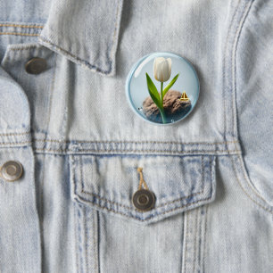 White Tulip in a Bubble 6 Cm Round Badge
