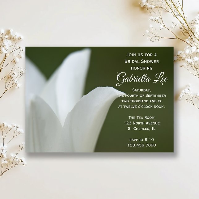 White Tulip on Green Spring Bridal Shower Invitation (Creator Uploaded)