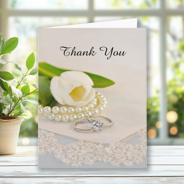 White Tulip, Pearls and Rings Wedding Thank You (Creator Uploaded)
