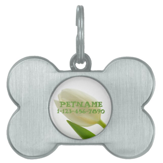 White Tulip Pet Tag (Front)