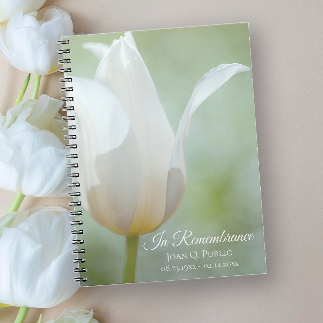 White Tulip Spring Funeral Memorial Guest Book (Creator Uploaded)