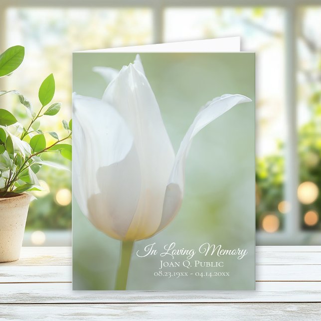 White Tulip Spring Funeral Memorial Sympathy Thank You Card (Creator Uploaded)