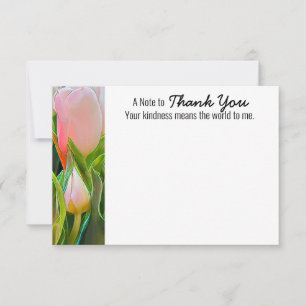 White Tulip Thank You Flat Card