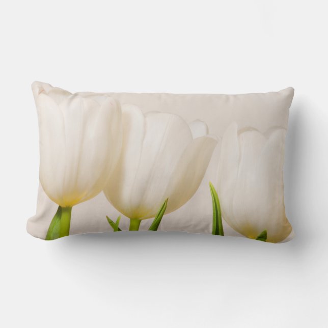 White tulips against a white background, lumbar cushion (Front)