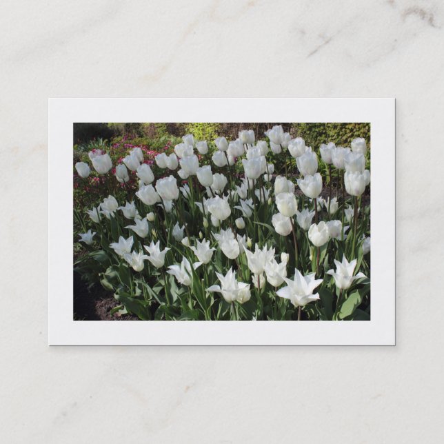 White Tulips (Bordered) Business Card (Front)