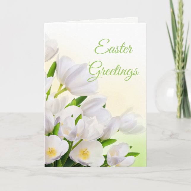 White Tulips Easter Card (Front)