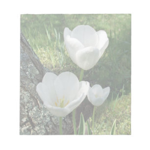 White Tulips Flower Trio Notepad