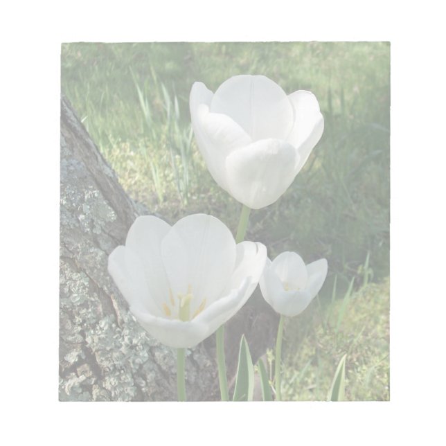 White Tulips Flower Trio Notepad (Front)