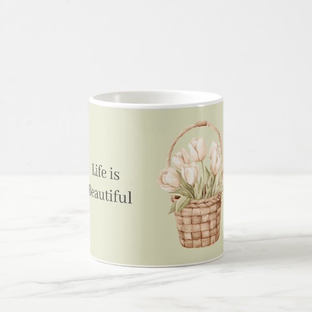 White Tulips in a Basket Coffee Mug (Center)