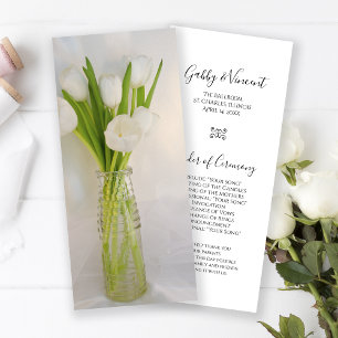 White Tulips in Milk Bottle Wedding Program Programme