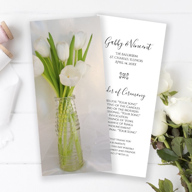 White Tulips in Milk Bottle Wedding Program Programme (Creator Uploaded)