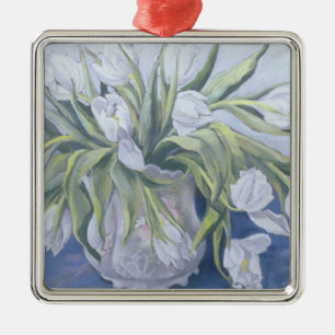 White Tulips Metal Tree Decoration