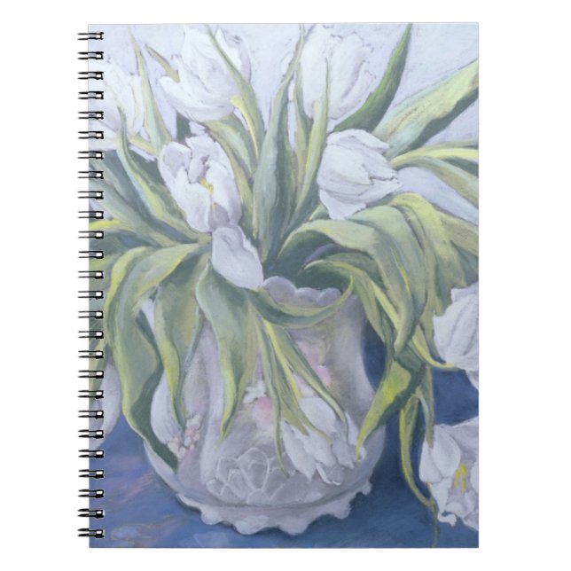 White Tulips Spiral Notebook (Front)
