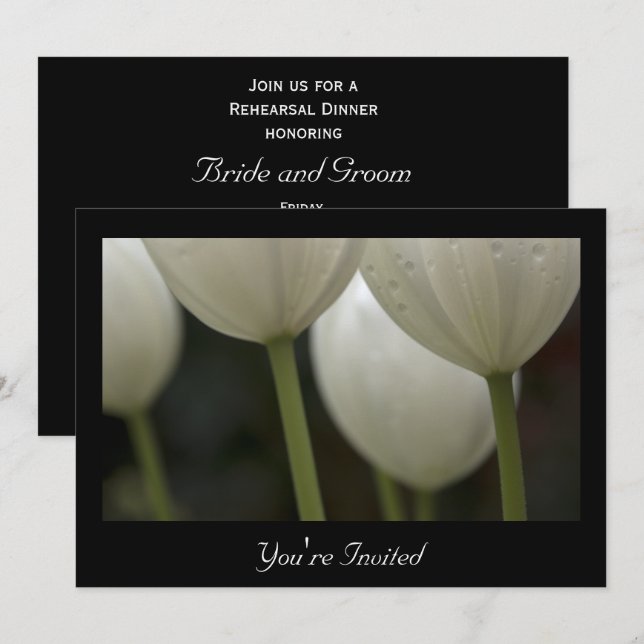 White Tulips Spring Wedding Rehearsal Dinner Invitation (Front/Back)