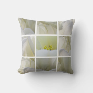 White Tulips Squared - Fine Art Photograph Cushion