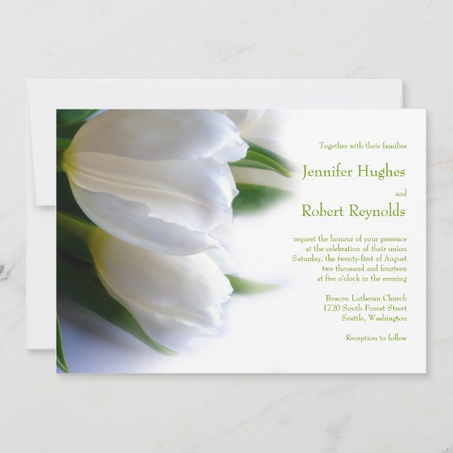 White Tulips Wedding Invitation (Front)