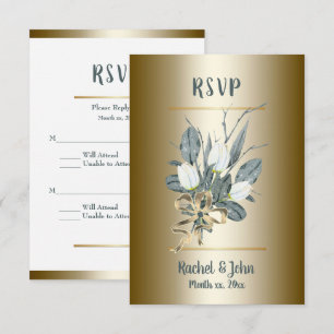 White Tulips With Gold, Wedding RSVP Card