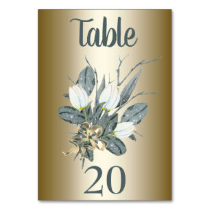 White Tulips With Gold, Wedding Table Number