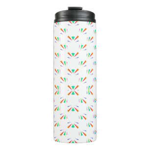 White tumbler featuring a geometric pattern