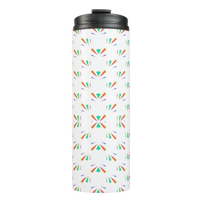White tumbler featuring a geometric pattern  (Front)