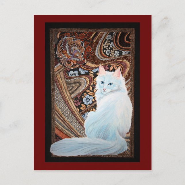 White Turkish Angora Postcard (Front)