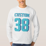 White & Turquoise Adults | Sports Football Jersey T-Shirt<br><div class="desc">White & Turquoise Adults | Sports Football Jersey Design • Mens Jersey Long Sleeve T-Shirt</div>