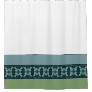 White Turquoise And Soft Green Shower Curtain