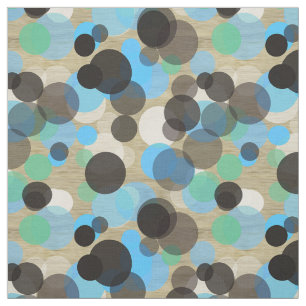 White Turquoise Blue Mint Polka Dots Pattern Wood Fabric