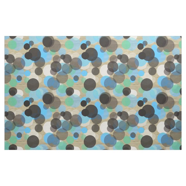 White Turquoise Mint Polka Dots Pattern Faux Wood Fabric (Fat Quarter)