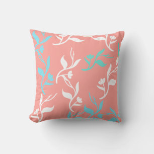 White Turquoise Pattern Line Throw Pillow Cushion