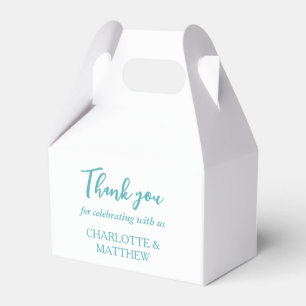 White & Turquoise Wedding Favour Box