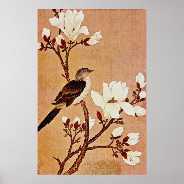 white Turtledove on Flowering Branch, Chiang T'ing Poster (Front)